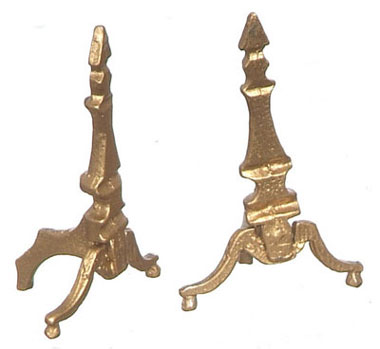 Dollhouse Miniature Brass Andirons, 1Pr